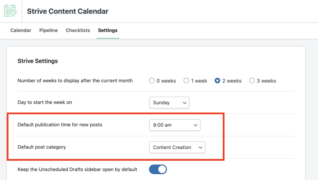 default category post time