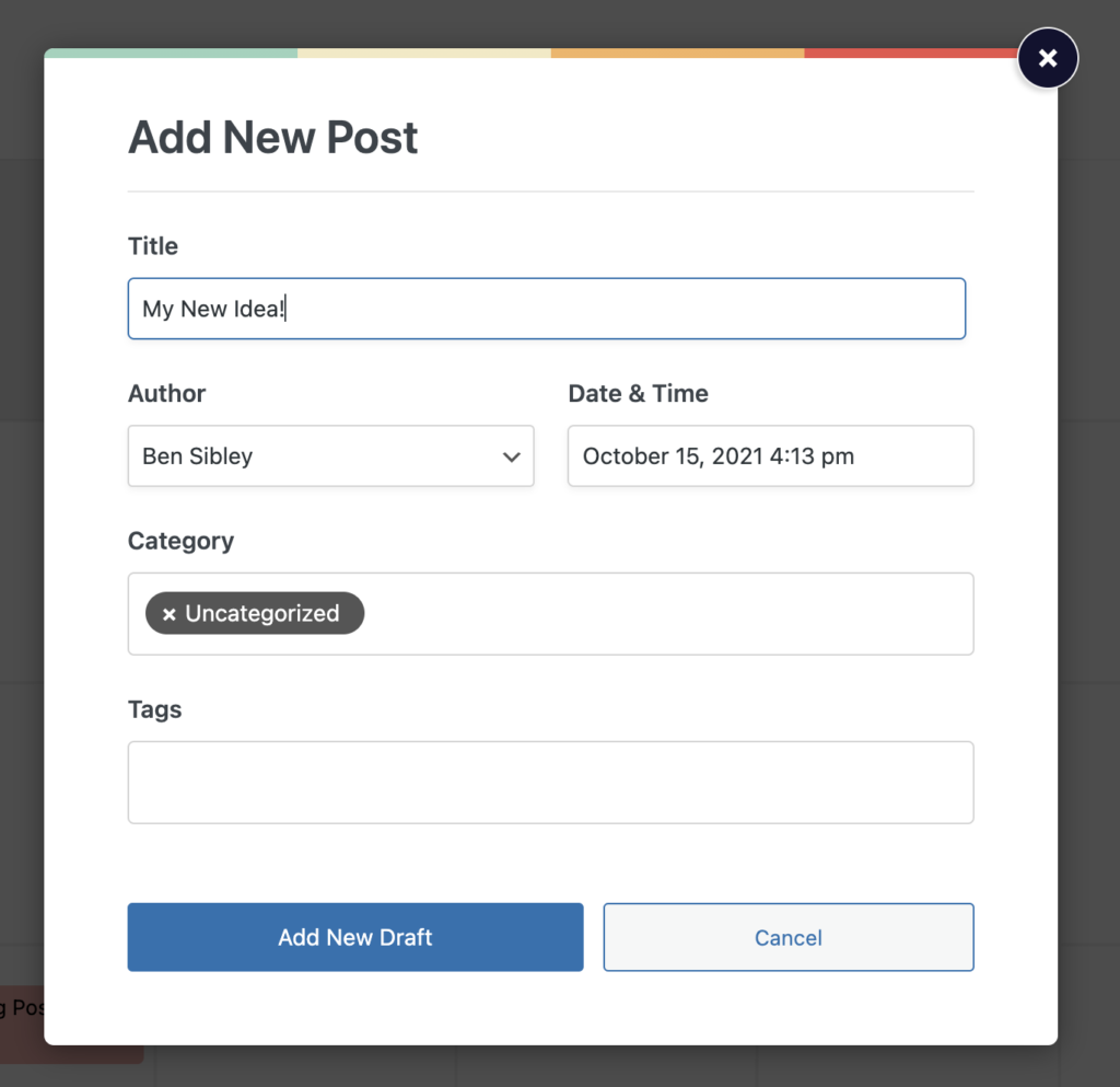 Add New Draft menu