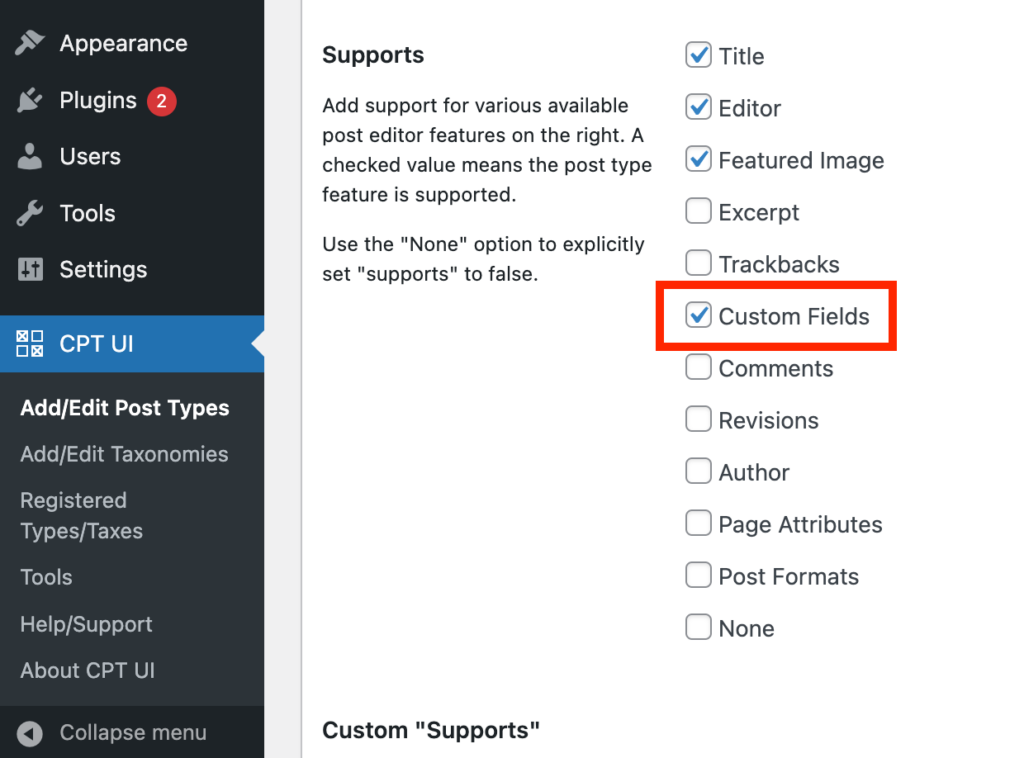 enable custom field support