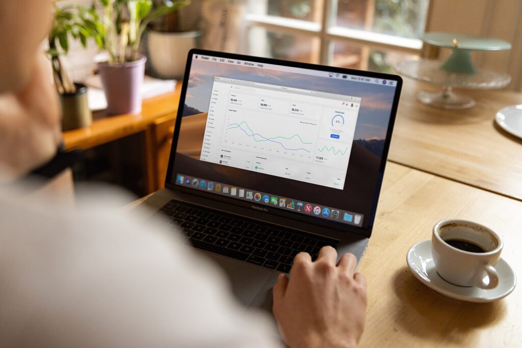 An image of a laptop with analytics dashboard opened.