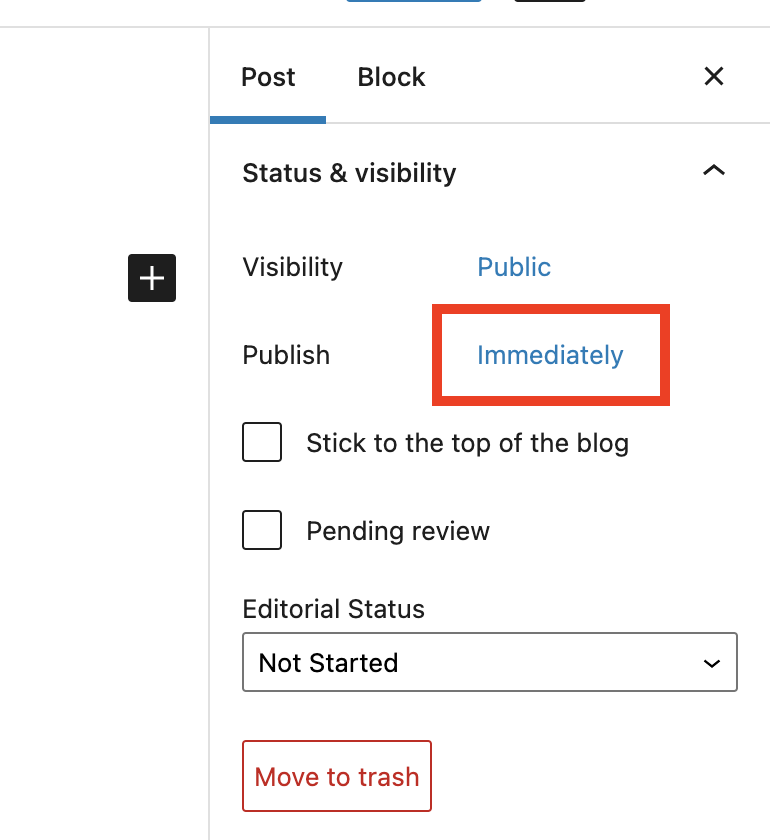 Link for opening post scheduling calendar