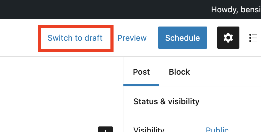 "Switch to draft" button