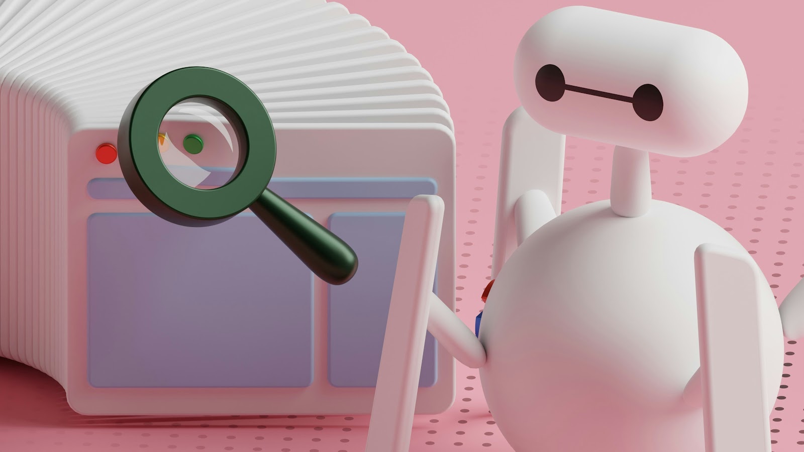 An image of a robot with magnifying glass.