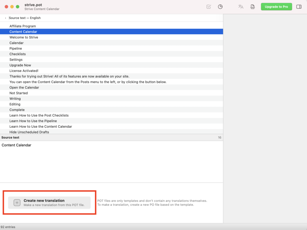create po file