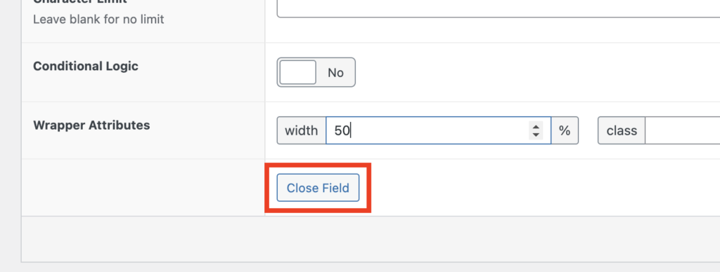 close field button