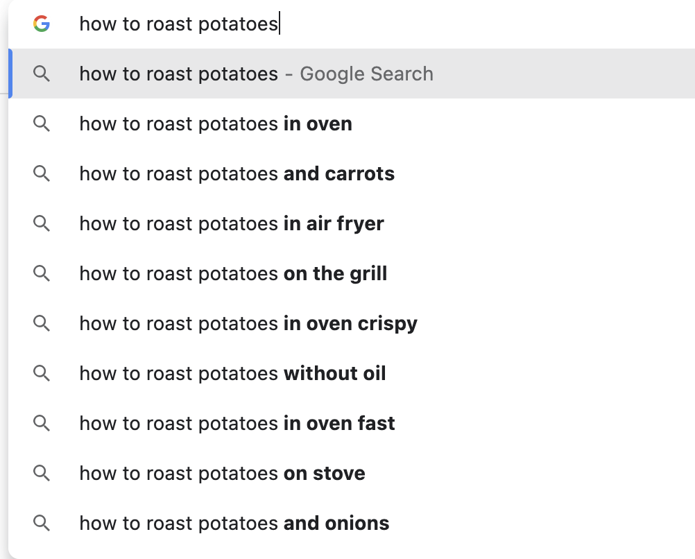 google search query suggestions