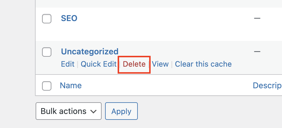delete uncategorized category