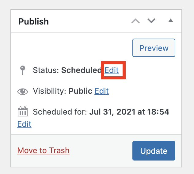 Edit status link
