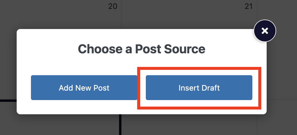 Button for inserting a draft