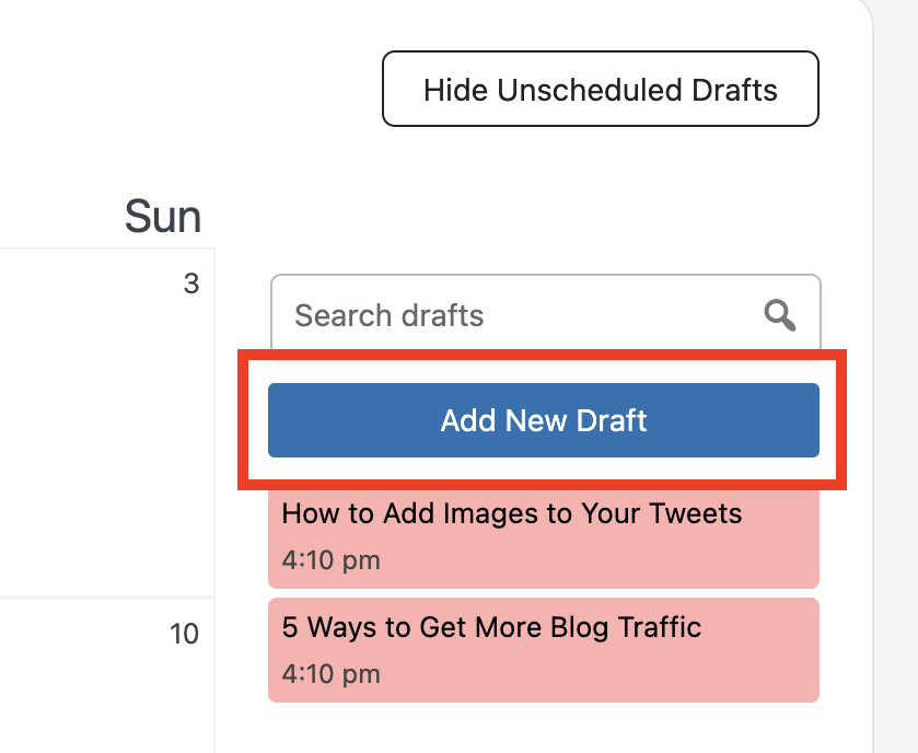 add new post draft button