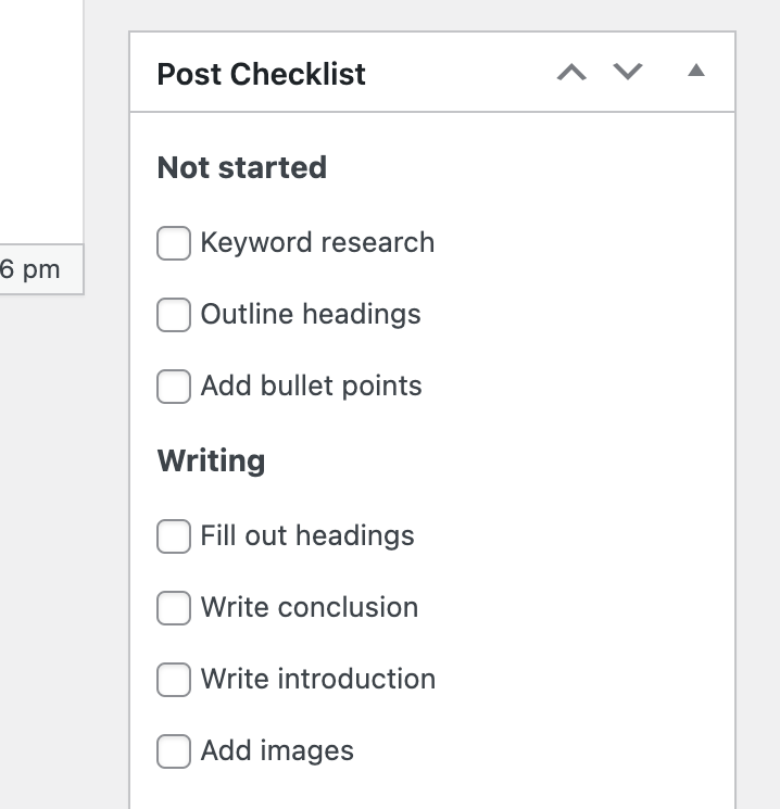 classic editor checklist